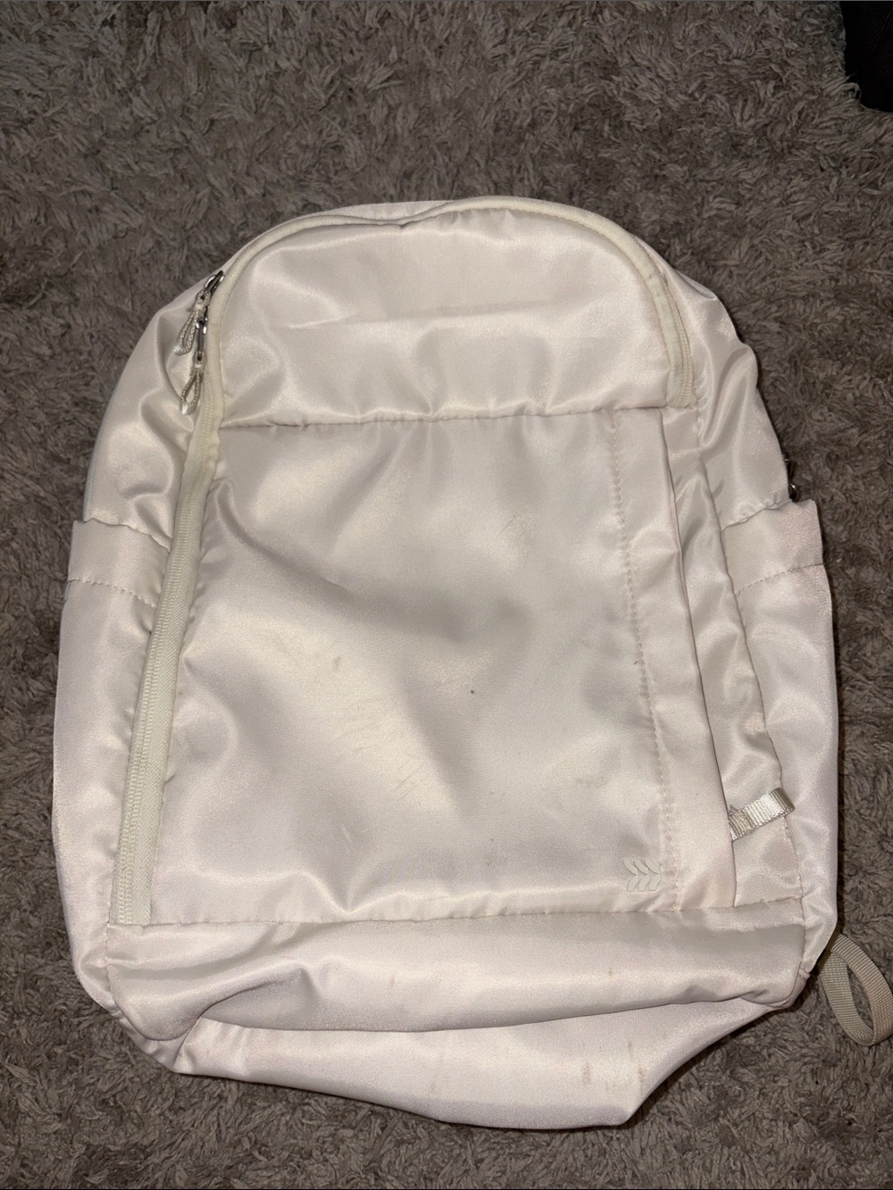 White Satin Everyday Backpack - Lightweight Women's Bag
